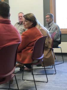 U.S. Sen. Amy Klobuchar met with the group Wednesday. LAUREL BEAGER PHOTO